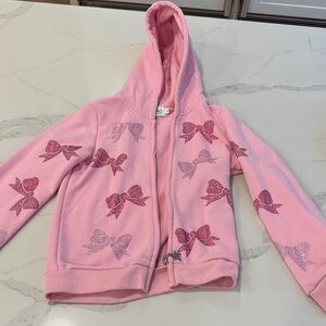 Lola + The Boys Pink Glitter Bow Hoodie